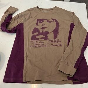 Taylor Swift Graphic Long Sleeve Shirt - Brown and Purple